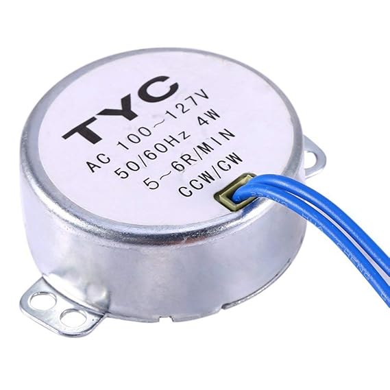 Synchronous Synchron Motor,Turntable motor withwith 7mm/0.275in Flexible Coupling Connector,110V motor, 50/60Hz AC 100~127V 4W 5-6RPM/MIN CCW/CW For ...