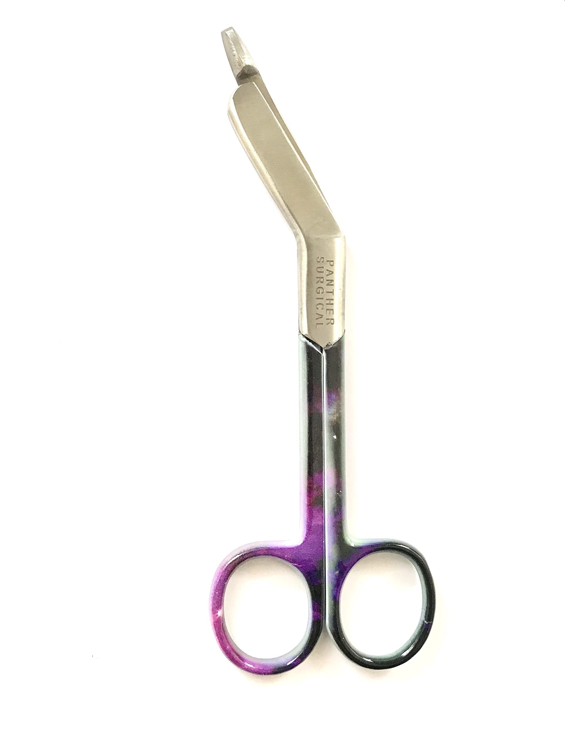 Stainless Steel 5.5 Inch Trauma Surgical Tough Cut Stoma All Purpose Colored Coated Handle Lister Bandage Scissors Utility Student Nursing First Aid Scissors (Multi Purple)