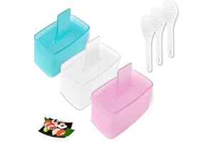 3 PCS Onigiri Kit with 3 Rice Ladles, Non-Stick Rectangle Thousand Layer Sushi Press Mold Maker, BPA-Free Rice Ball Mold Musu