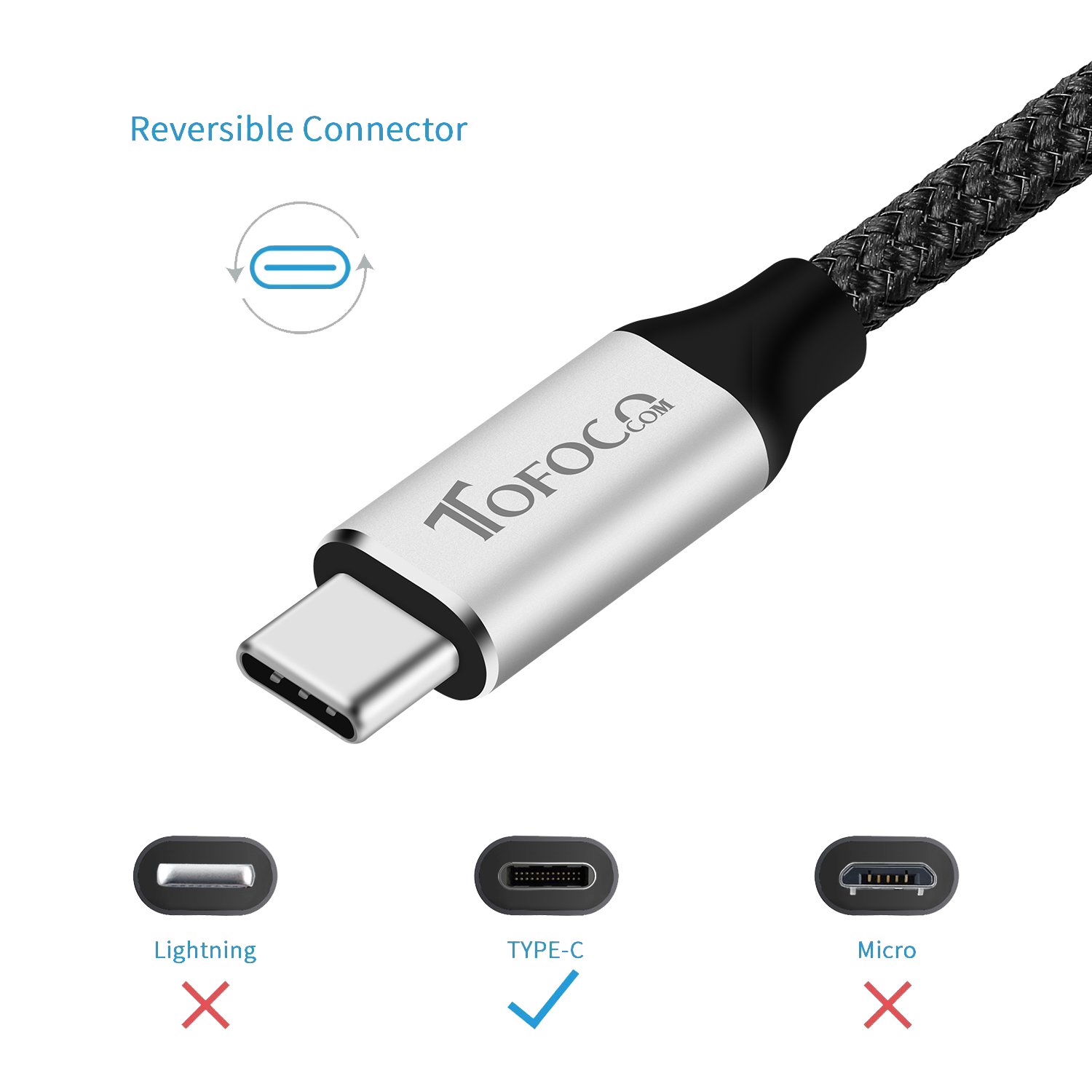 USB-C Phone Charge Cable, Type-C to USB 3.0 Charging Data Line Braided Nylon Power Wire for Samsung Galaxy S8 S8+, Nexus 6P 5X, LG G5 V20, HTC 10, Google Pixel and More-3PCS 3ft x 1, 6ft x 1, 1ft x 1