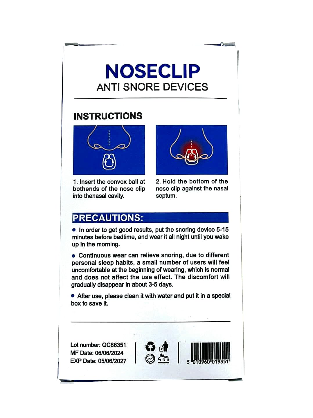 CAREBUCKS NOSE CLIP ANTI SNORE DEVICES 8(PCS), White for sale | North ...