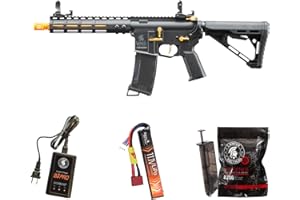 Lancer Tactical Gen 3 Programmable Trigger Archon MLOCK 9" Lightweight Durable Polymer M4 Airsoft MLOK AEG w/Lipo Battery & Charger (ETU & MOSFET Included)