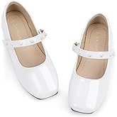 Hehainom Girls Dress Shoes Flower Girl Ballet Flats for Little Big Kids Todder Wedding Party Peals Shoes