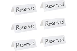 MATIMASU 6 Pack Acrylic Reserved Table Signs for Wedding Party Restaurant - Double Sided Reserved Tent Sign for Tables Chairs - Wedding Accessories Guest Reservation Sign - 5.9 x 2 Inches - White
