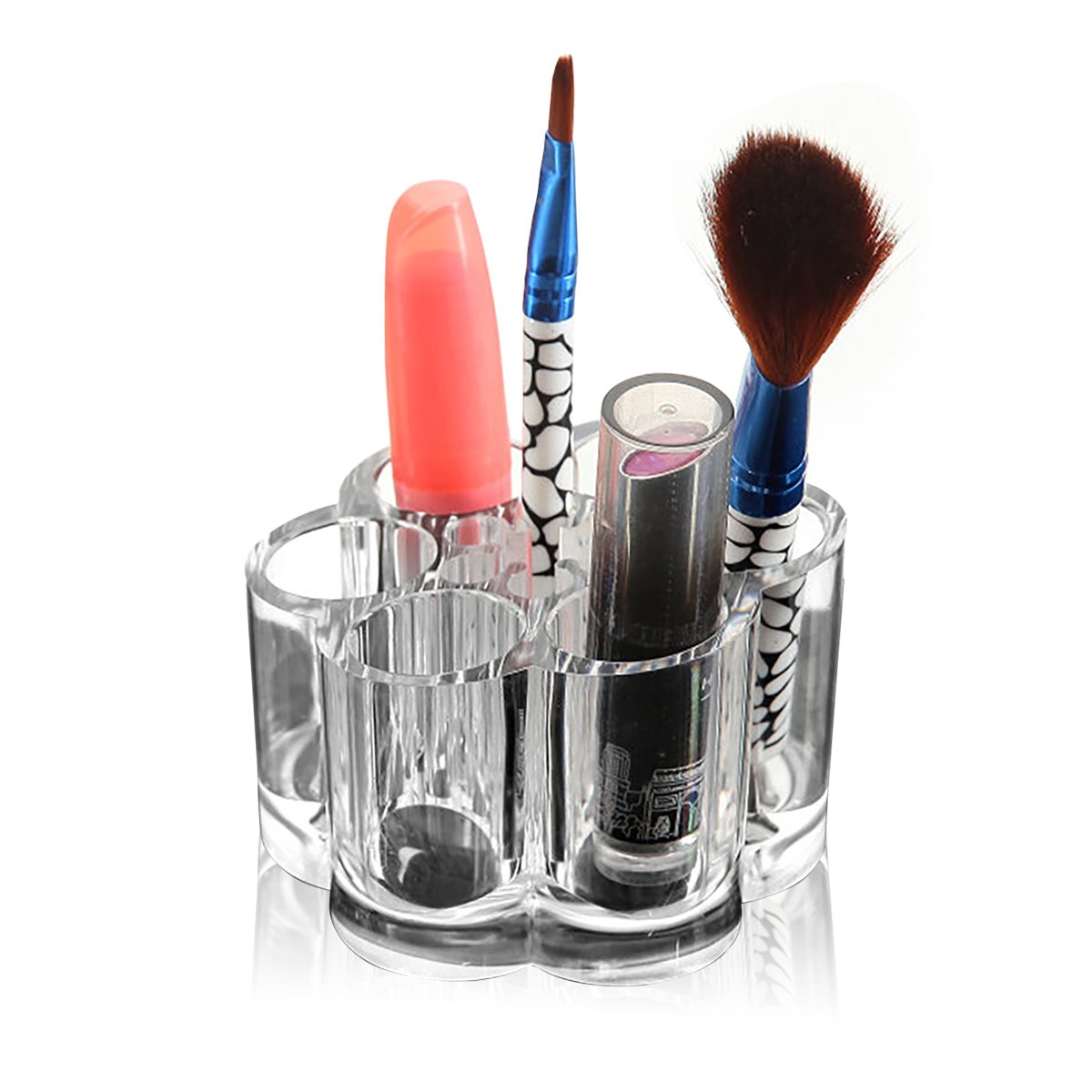 Acrylic Makeup Organizer with 12 Slots in 2 Sizes Clear Round Cosmetic And Lipstick Organizer