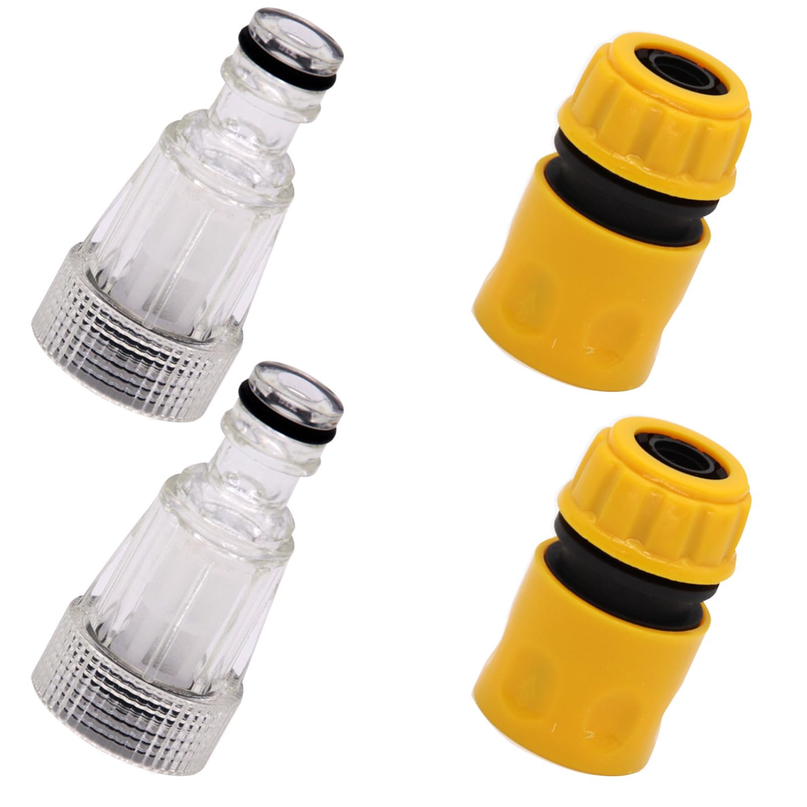2 Pcs Pressure Washer Hose Fittings, 3/4 Inch Garden Hose Pipe Connectors and Fittings, Plastic Inlet Filter, Hose Adapter, Washer Gun Adapter for Garden & Home, AR Blue Clean COD (Yellow or Orange)