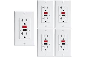 OMEENET 20 Amp GFCI Outlet, Tamper Resistant, Self Test GFI Receptacle with 2 LED Indicator, 20Amp Ground Fault Circuit Interrupter Outlet for Kitchen, Bathroom,Indoor Use, UL Listed(5 Pack)