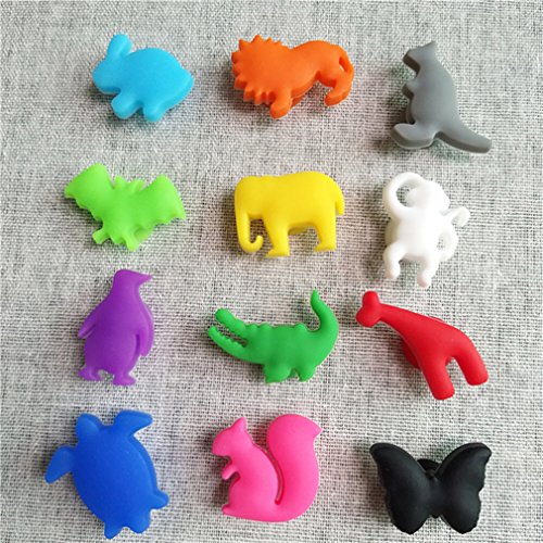 OrliverHL 12Pcs Set Silicone Animals Wine Glass Markers Wine Charms Bar Tools