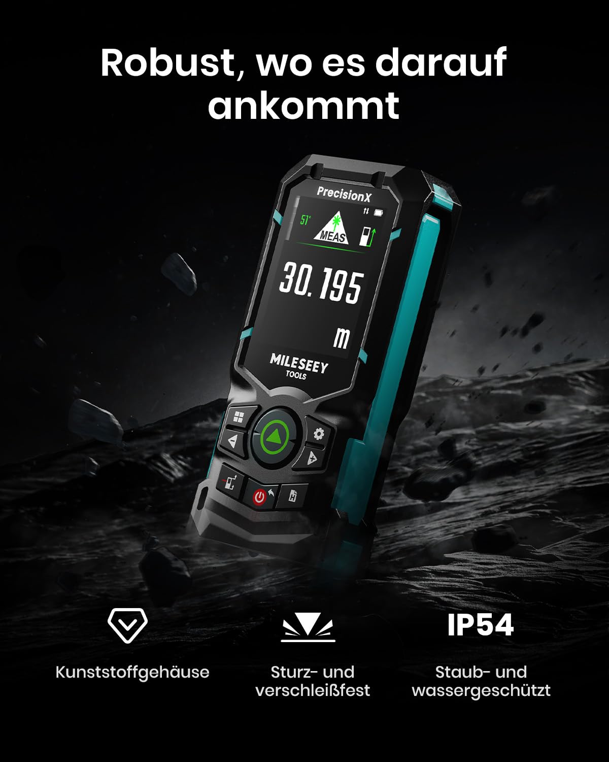 MiLESEEY S50 Laser Entfernungsmesser mit Grünem Strahl, 120 m Lasermessgerät, P2P Laser Messgerät, Seitliche Laserausrichtung, Wiederaufladbar, 6,1 cm IPS-Display, Innen Außen 9