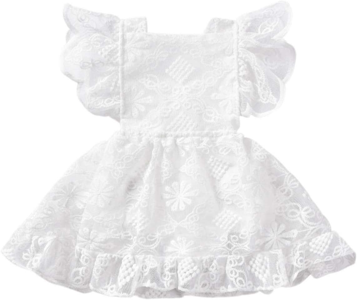 Baby Girl Lace Dress, Princess Dress Tulle White Party Wedding Summer Dress Clothes