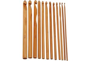 ZXUY 12pcs 6" Bamboo Handle Crochet Hook Knit Craft Knitting Needle Weave Yarn 3-10mm