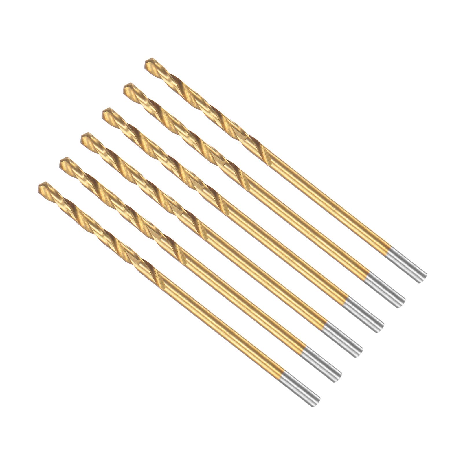 CoCud Twist Drill Bits, 1.5mm Drilling Diameter, Titanium Coated High Speed Steel 6542 Straight Round Shank - (Applications: for Stainless Steel Alloy Metal), 6-Pieces