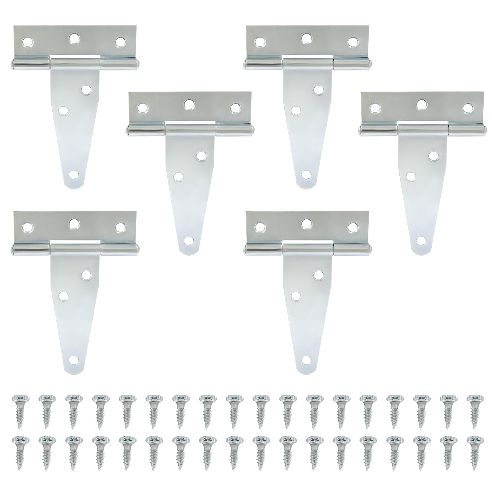 Photo 1 of Murtenze 6Pack 3 Inch Silver T-Strap Shed Hinge,Barn Door Hinges Heavy Duty Gate Strap Hinge T Hinges for Barn Door, Shed or Wooden Fences