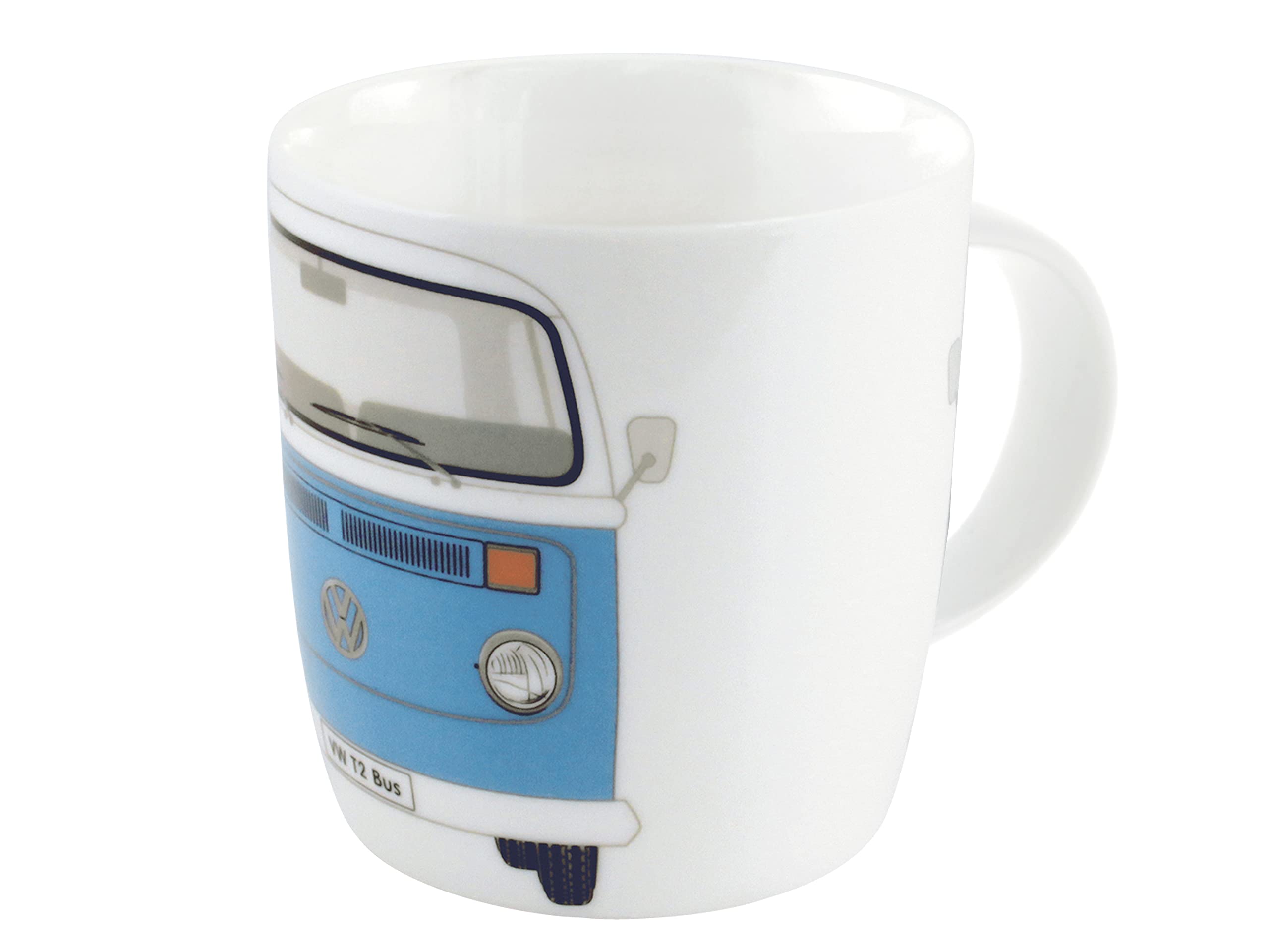 BRISA VW Collection - Volkswagen Large Ceramic Coffee-Tea-Cappuccino Mug Cup in T2 Bus Campervan Design (370 ml/12.5 fl oz/Bus Front/Blue)