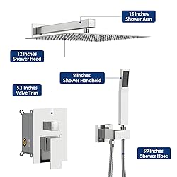 Sarlai Shower Faucet Set Bathroom Square Rainfall