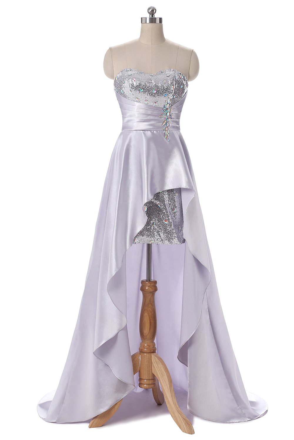 Elinadrs Women's High Low Prom Dress Sequins Sweetheart Beaded Evening Party Gowns E096