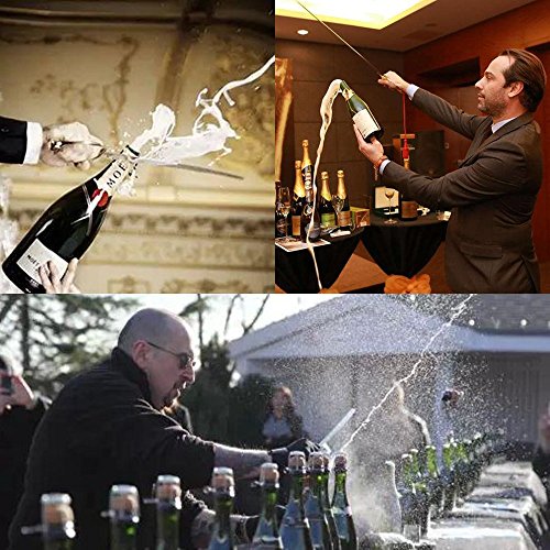 Goetland Luxurious 16-1/2 inches Champagne Saber Opener Sabrage 420 Stainless Steel with Gift Box, Red Wood Handle - Thumbnail 2
