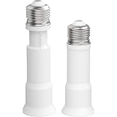 JACKYLED E26 Light Socket Extender 4-Level Extendable, Light Bulb Extension | 3.1-4.3in/8-11cm Extension E26/E27 Adapter Socket Converter, Lamp Bulb Adapter for Living Room, Kitchen, 2-Pack