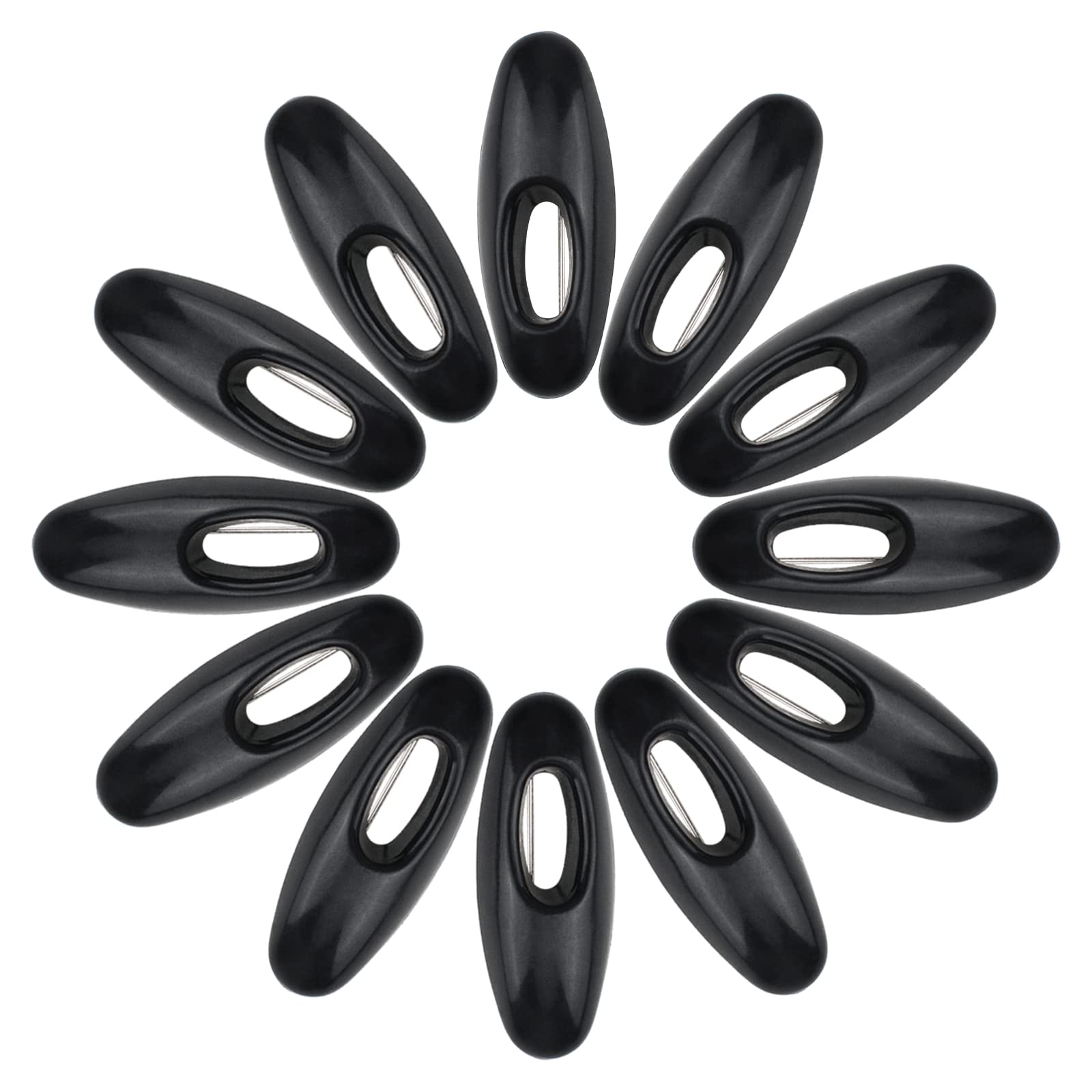 WANDIC Hijab Pins, 50 Pcs Black and White Safety Pins Hijab Sari Pins Plastic Cover Safety Pins for Safely Locking Baby Clothes Scarf Decoration (Black-Oval 1)