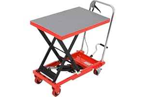 EXPLOREHORIZON 500 Lbs Hydraulic Lift Table Cart, 28.5" Lifting Height, Manual Single Scissor Lift Table with 4 Wheels and Non-Slip Pad, Hydraulic Scissor Cart for Material Handling