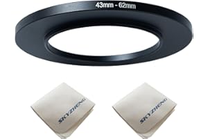 SKYZHENG 43mm Lens to 62mm Camera Lens Adapter 43mm to 62mm Step Up Ring Adapter Ring for All Brands of UV ND CPL, with Premium Lens Wiping Cloth 2 Pack (43mm-62mm)