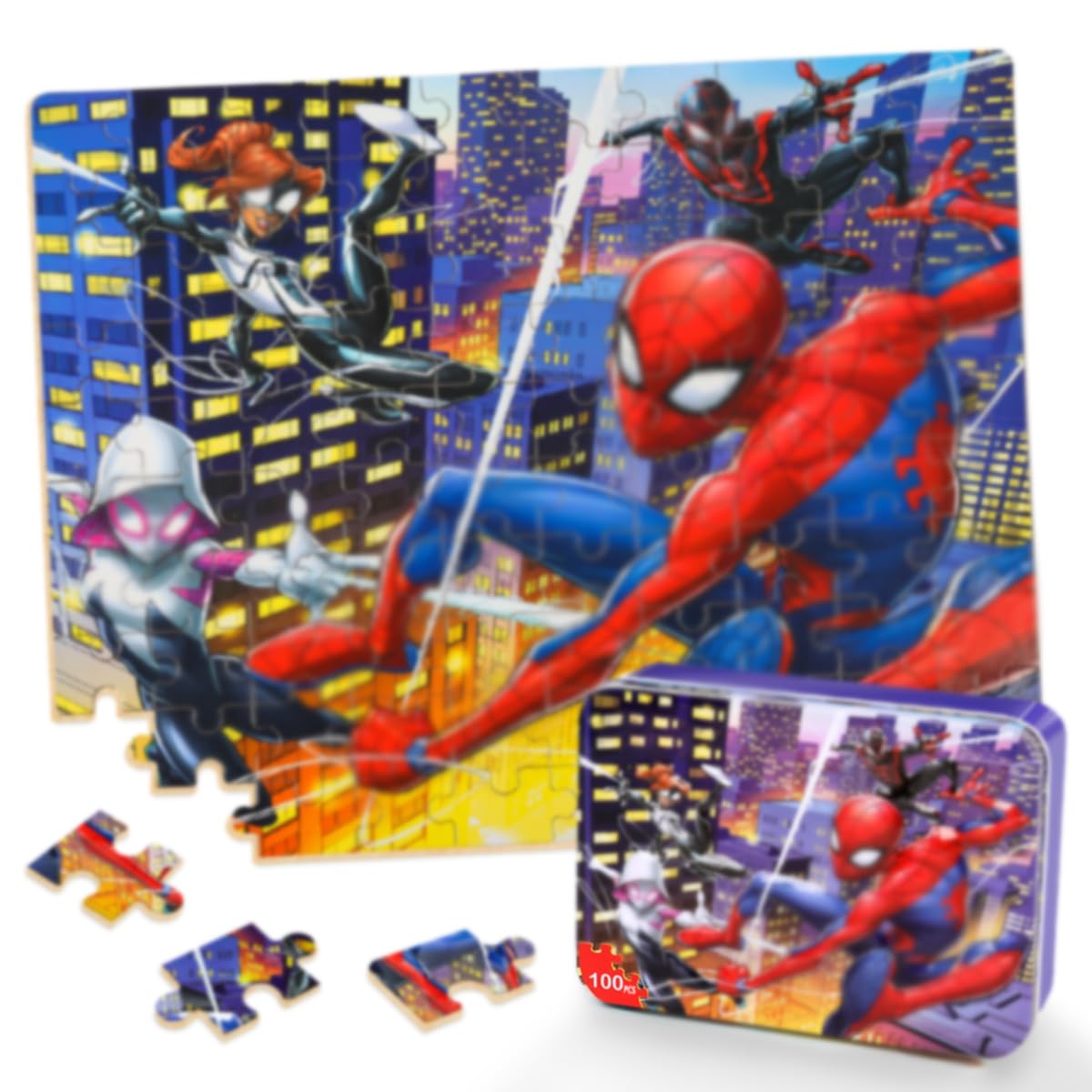 100 Pieces Jigsaw Puzzles for Kids Ages 4-8,Cool Spider Toy Puzzles,Kid Boys Girls Children Learning Educational Puzzless Portable Box Pack Toys
