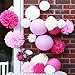 Pink and White Party Decorations Supplies Paper Lanterns Tissue Paper Pom Poms Dot Garland Kit for Wedding Birthday Bachelorette Baby Shower for Girls 19Pcs
