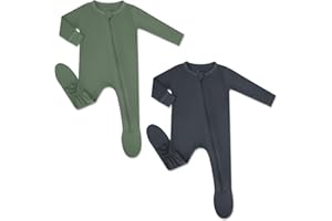 HAPIU Rayon from Bamboo Baby Footed Pajamas, 2 Way Zipper YKK, Footie for Baby Boy Girls, Newborn-24 Months