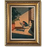 Funny Frog Bathroom Wall Art Japanese Frog in Toilet Picture Wall Decor | Whimsical Animal Painting Print Quirky Japandi Artwork For Bedroom Restroom 8x10 Inch Gold Framed