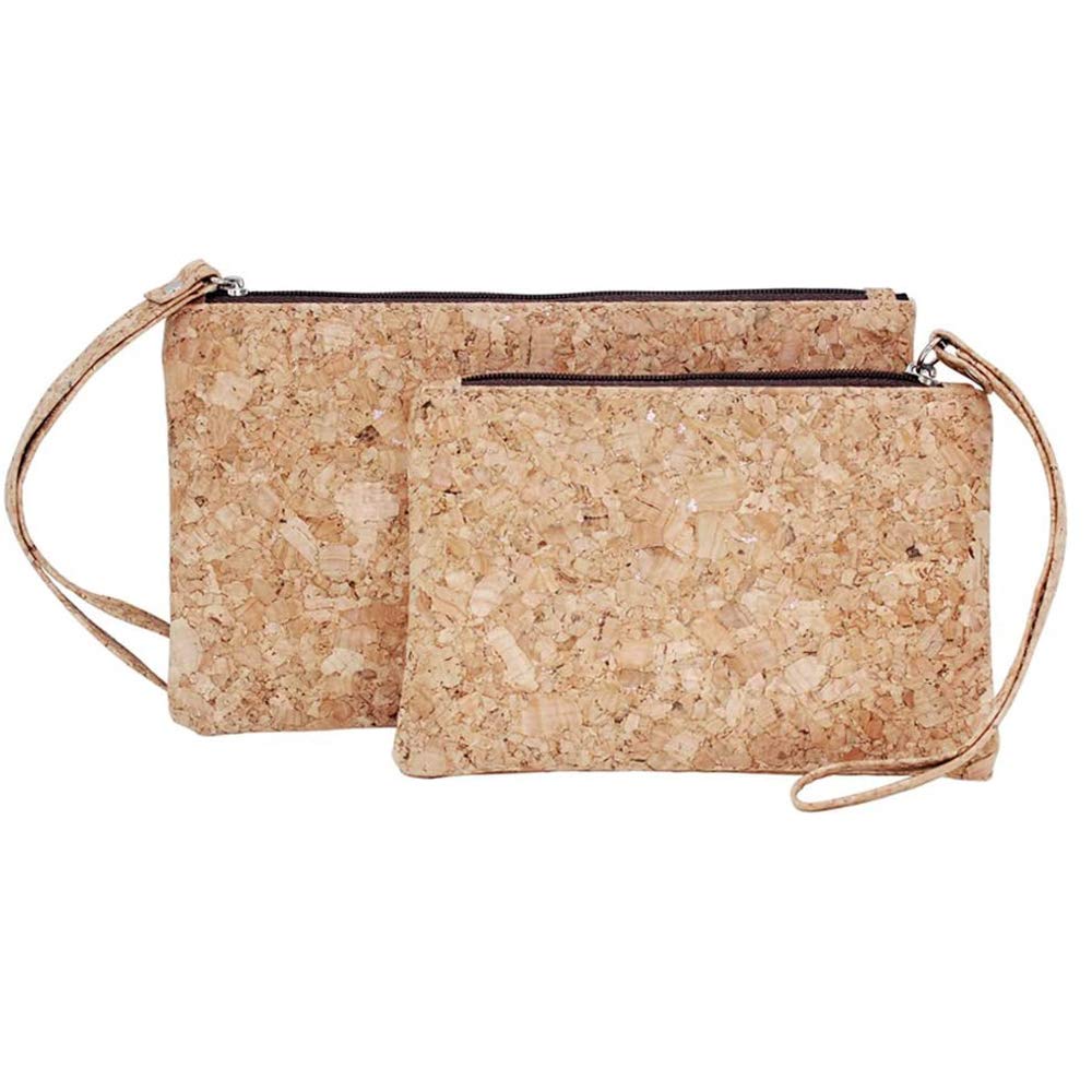 Boshiho Vegan Cork Clutch Bag, Cork Wallet Purse Handbags Clutch 2 in 1 Eco Friendly Slim Wallet Pencil Pen Holder Bag
