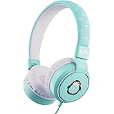 Planet Buddies Penguin Kids Headphones Wired, On Ear Headphones for Todler, 85db Volume Limited, Safe Foldable Earphones for Kids with Microphone, Childrens Headset for School/Tablet/Travel - Blue