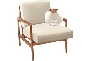 H.VERSAILTEX Chair Slip Covers with Arms 2 Piece Sofa Covers Super Stretch Cushion Covers for Modern Living Room Chair Soft Accent Chair Cover(Seat Cushion Cover Plus Back Cushion Cover, Ivory)