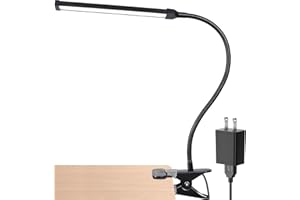 LEPOWER Led Clip on Light, 5W Reading Lights for Books in Bed with Gooseneck, Adjustable Color Temperature Clip Lamp, Ideal for Bedtime Reading and Piano Light, Metal, Black
