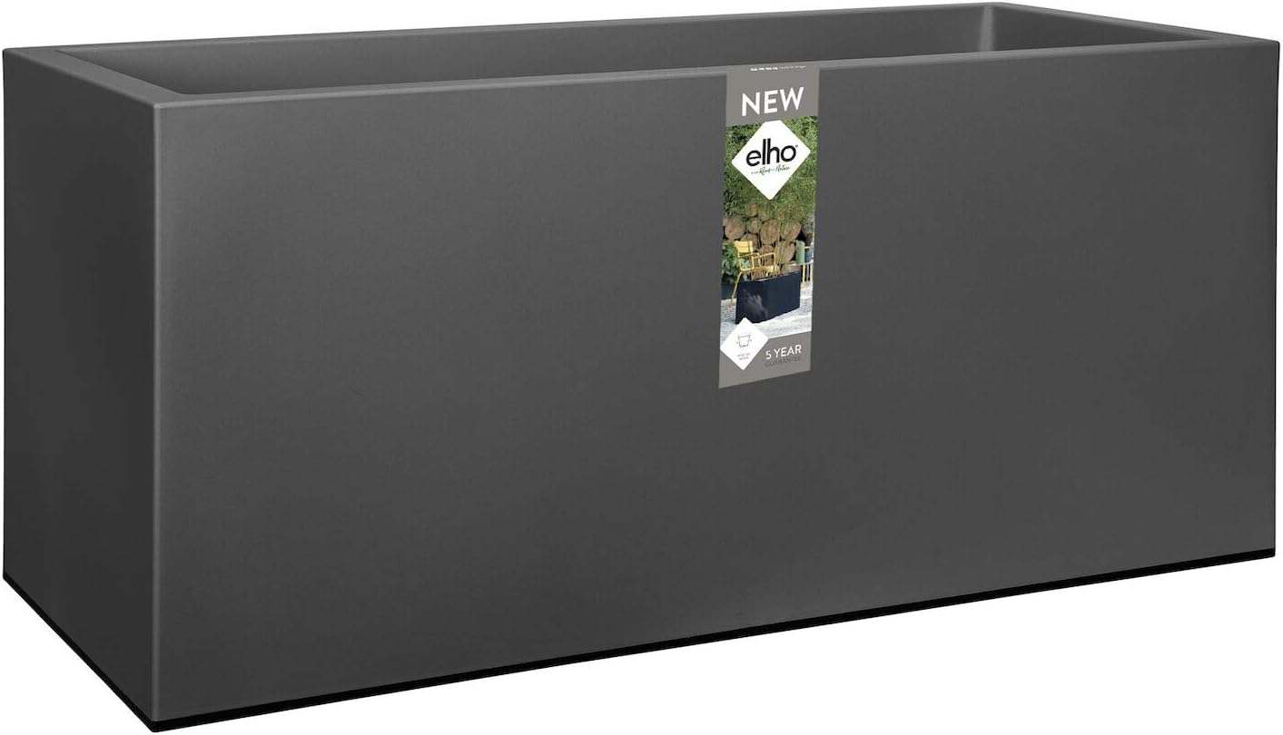 Elho Vivo Matt Finish Long Wheels 90 - Jardinera - Living Black - Interior & Exterior - L 39 x A 88 x A41 cm