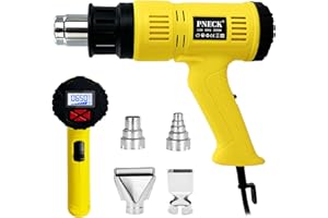 PNECK Heat Gun 2000W with LCD Digital Display, 140°F-1202°F Variable Temperature with 2 Speeds, Heavy Duty Hot Air Gun Kit with 4 Nozzles for Crafts, Shrinking PVC, Stripping Paint