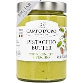 CAMPO D'ORO - Crunchy Pistachio Butter Sweet Cream, 21.2 oz (600g) | Rich &amp; Nutty Pistachio Spread Cream with Nut Pieces for Dubai Chocolate Bars &amp; Dubai Chewey Cookie, Product of Sicily, Italy