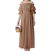 YESSA Renaissance Dress Women,Medieval Maxi Dress with Ruffles for Ren Faire, Cottagecore,Peasant Tops Irish Under Dress