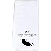 Qnhij Black Cat Kitchen Towels, Cat Lover Mom Lady Gifts Dish Tea Towels for Kitchen Decor, Black Cats Kitten Gifts for Women Decorative Hand Towels for Bathroom, 16x24 Inch