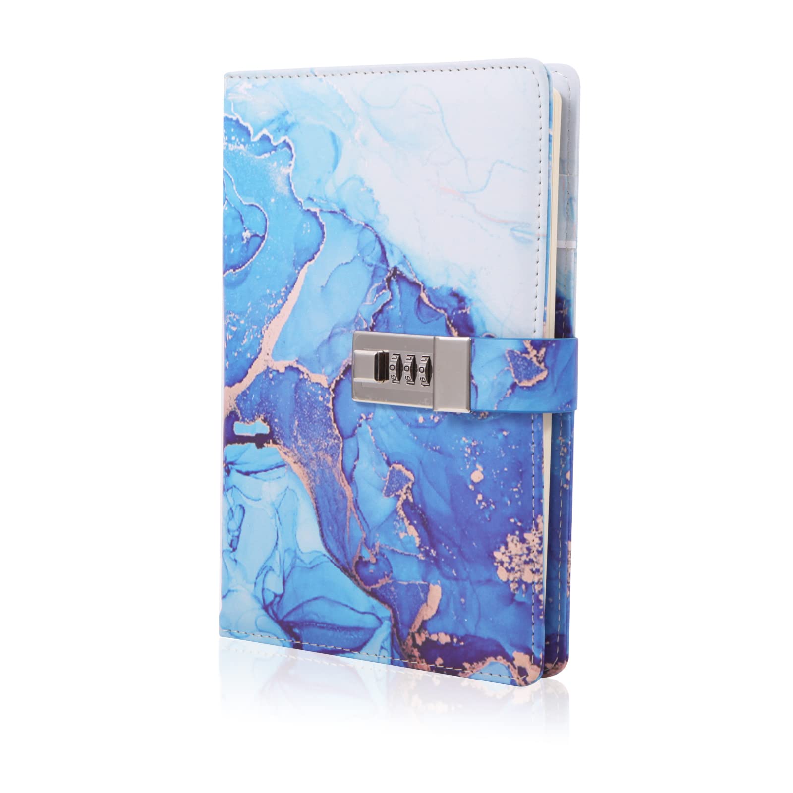 LMTNNB Marble Diary with Lock for Girls and Women, A5 Leather Locked Journal for Teen Girls, Secret Cute Password Lock Notebooks with Pen Holder for Travel Diary Office Notepad — image 1