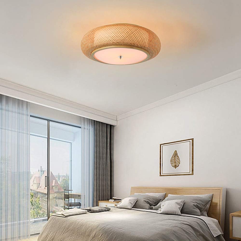 KWOKING Lighting Handmade Flush Mount Ceiling Light Creative Bamboo Ceiling Lighting fixtures Rattan Lantern Light 3 Lights Vintage Hanging Light for Living Room, Restaurant, Bedroom 19.69 inch - - 