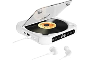 ZYOKATA Portable CD Player Personal CD Players with Bluetooth, Rechargeable Small CD Player with Headphones, LCD Touch Screen & Anti-Skip/Shockproof (White)