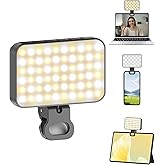 TONEOF 60 LED Selfie Light for iPhone,2000mAh Rechargeable Phone Light with Clip,3000K-6500K Portable Clip on Light,3 Lightin