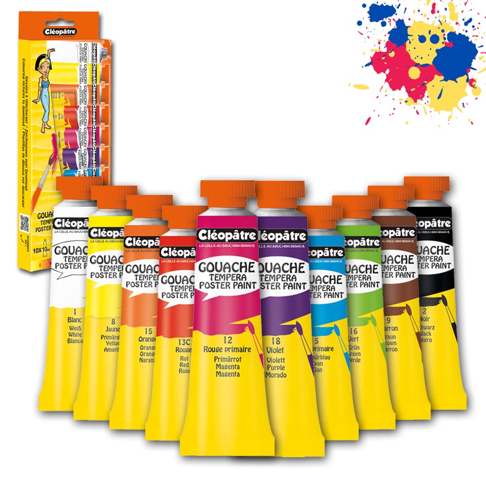 Cléopâtre Blister Pack of 5 Tubes of Gouache Paint 10 x 10ml multicolored