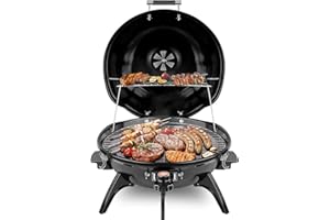 Electric BBQ Grill, Techwood 15-Serving Indoor/Outdoor Electric Grill for Indoor & Outdoor Use, Double Layer Design, Portable