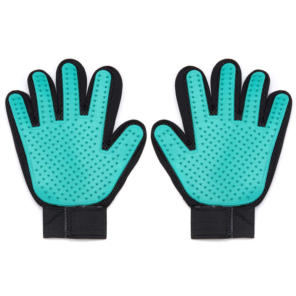 HUIMO Pet Grooming Glove, Upgrade Version 2 Pack Pet Hair Remover Mitt Massage Deshedding Glove Brush with 259 Soft Silicone Tips for Dogs & Cats with Long & Short Fur (Green)