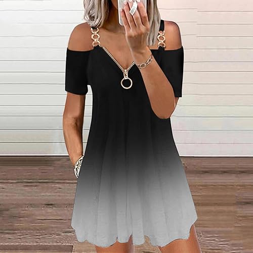 Off Shoulder Dresses That Hide Belly Fat, Women Casual V-neck