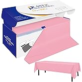 YSYJ Pink Plastic Tablecloth Roll - Disposable 54" x 300 Ft Plastic Table Cover with Slide Cutter for Parties