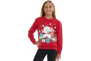 Pink Angel Girls’ Christmas Sweatshirt – Classic Cozy Xmas Fleece Holiday Pullover –