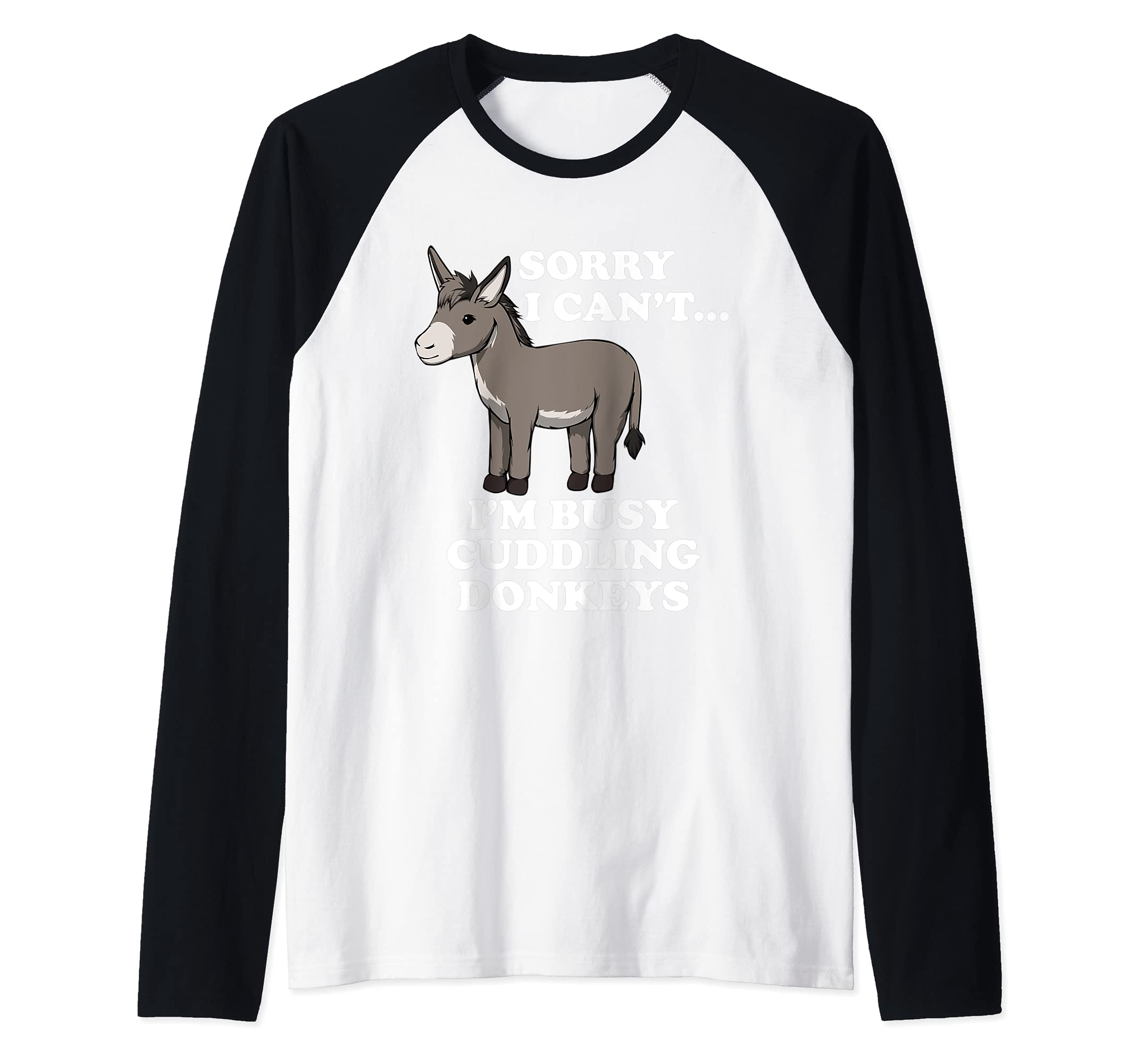 Cute Baby Donkey Ironic Farm Mule Raglan Baseball Tee