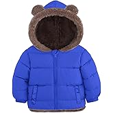 ADUKIDE Toddler Puffer Jacket with Bear Ear Kids Boys Hooded Fleece Coat Size 6M-5T